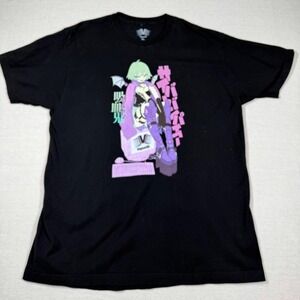 Vapor95 black oversized graphic t-shirXL a bold anime/vaporwave cyber goth